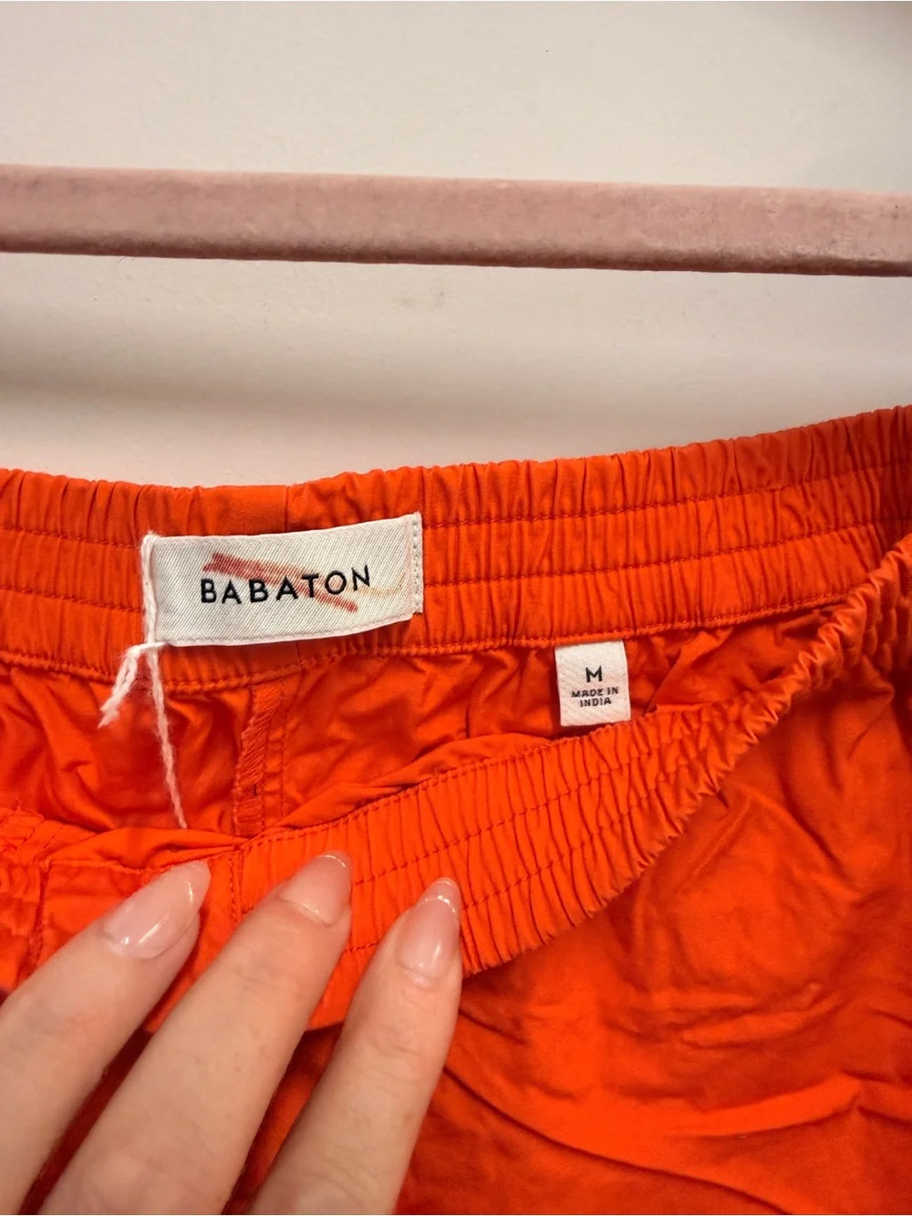 Babaton Bright Orange Elastic-Waist Athletic Shorts